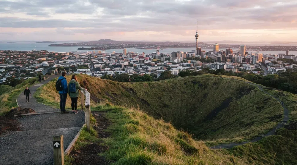 Mount Eden (Maungawhau), Auckland: the maunga and the meals below